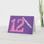 Granddaughter, 12th birthday, white, pink, purple. karte<br><div class="desc">In purple background featuring white and pink text,  wir this 12th birthday greeting for any cool granddaughter. My Funny Mind Greetings.</div>