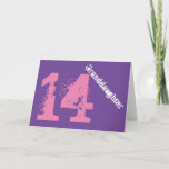 Granddaughter, 14th birthday, white, pink, purple. karte<br><div class="desc">In purple background featuring white and pink text,  wir this 14th birthday greeting for any cool granddaughter. My Funny Mind Greetings.</div>