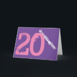 Granddaughter, 20th birthday, white, pink, purple. karte<br><div class="desc">In purple background featuring white and pink text,  wir this 20th birthday greeting for any cool granddaughter. My Funny Mind Greetings.</div>