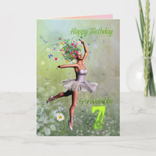 Granddaughter 7, flower fairy birthday card karte