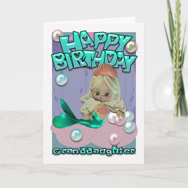 Granddaughter Birthday Card With Mermaid Karte (Vorderseite)