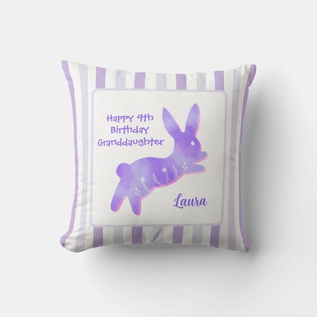 Granddaughter Birthday Cute Purple Bunny Custom  Kissen (Vorderseite)