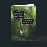 Granddaughter Birthday Karte<br><div class="desc">This funny birthday card for your granddaughter feature a cartoon illustrated gnome with a white,  bushy beard and poiny,  red hat hat d a Bush in a foto of a forest - speaking compliments in a pair of speech bubbles with fun,  hand drawn typeface.</div>