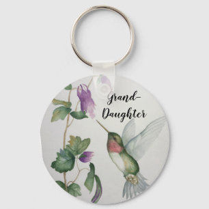 Granddaughter Elegant Hummingbird Button Keychain Schlüsselanhänger