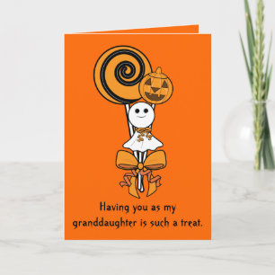 Granddaughter Halloween Card: Three Sweet Treats Karte