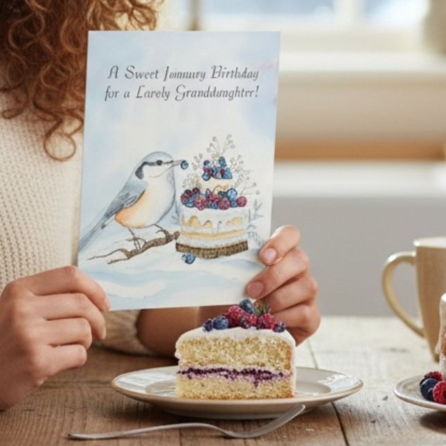 Granddaughter Happy January Birthday Birds Karte (Von Creator hochgeladen)