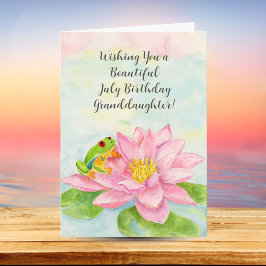 Granddaughter Happy July Birthday with Waterlily Karte