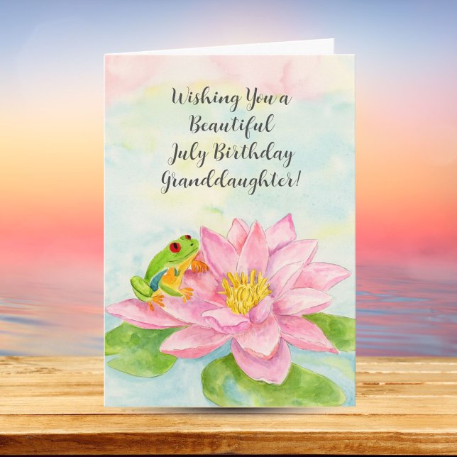 Granddaughter Happy July Birthday with Waterlily Karte (Von Creator hochgeladen)