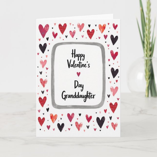 Granddaughter Hearts Valentines Day Card Karte (Vorderseite)
