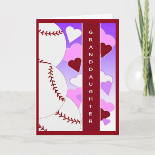 Granddaughter I Love U > Than Baseball Valentine Feiertagskarte