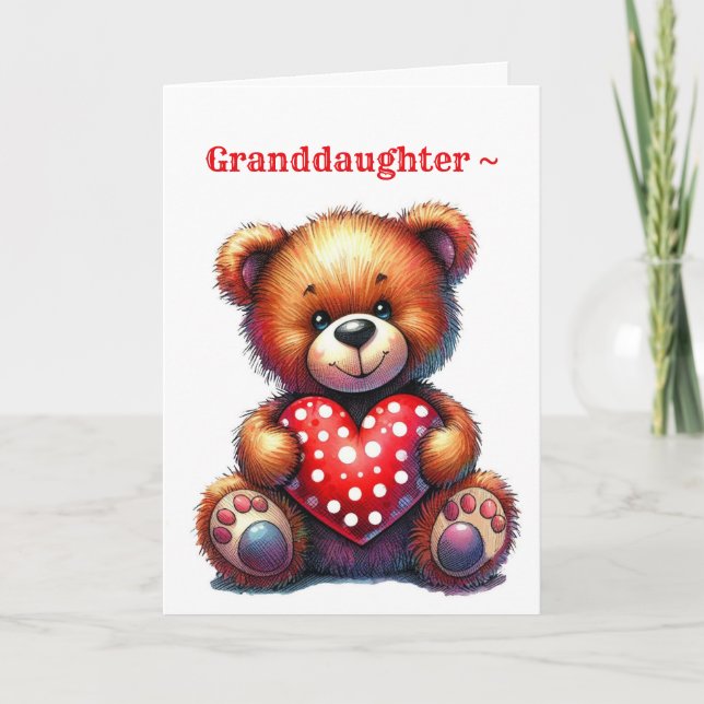 GRANDDAUGHTER LIL BEAR VALENTINE CARD DANKESKARTE (Vorderseite)