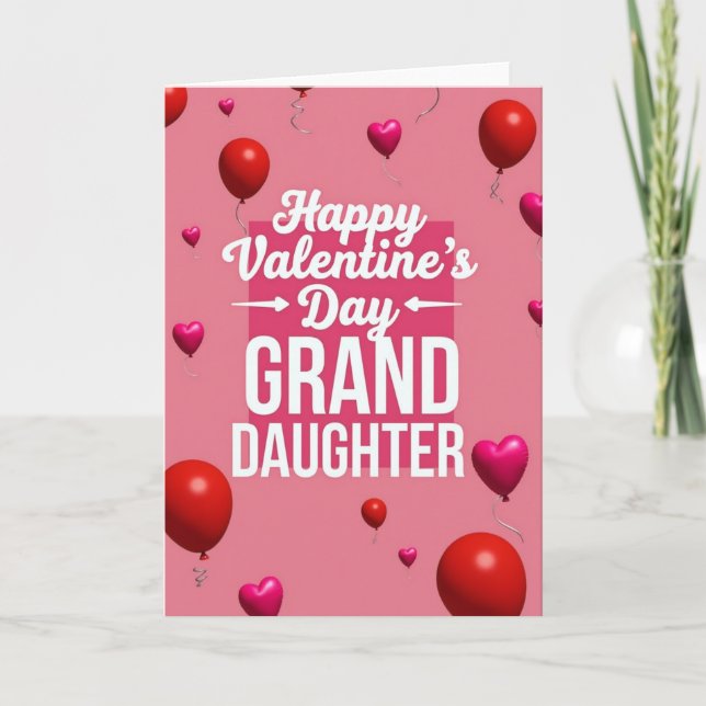 Granddaughter Valentines Balloon Card Karte (Vorderseite)