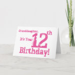 Granddaughter's 12th birthday in pink. karte<br><div class="desc">Bei White Background Featuring Pink Text,  wir this fun,  birthday greeting for a granddaughter. My Funny Mind Greetings.</div>