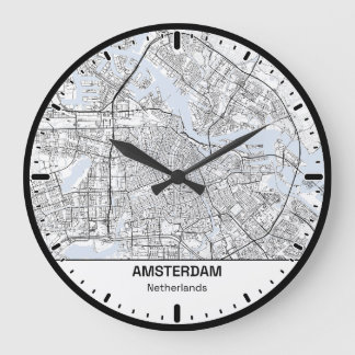 Grande Horloge Ronde Amsterdam Clock City Line Art Große Wanduhr