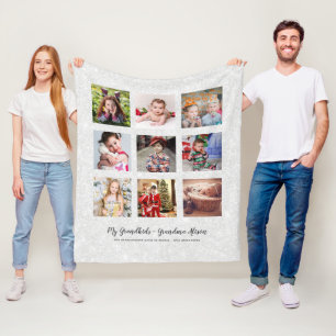 GRANDELEMENT FOTO GIFTS - Silbergrauer Glitzer Fleecedecke