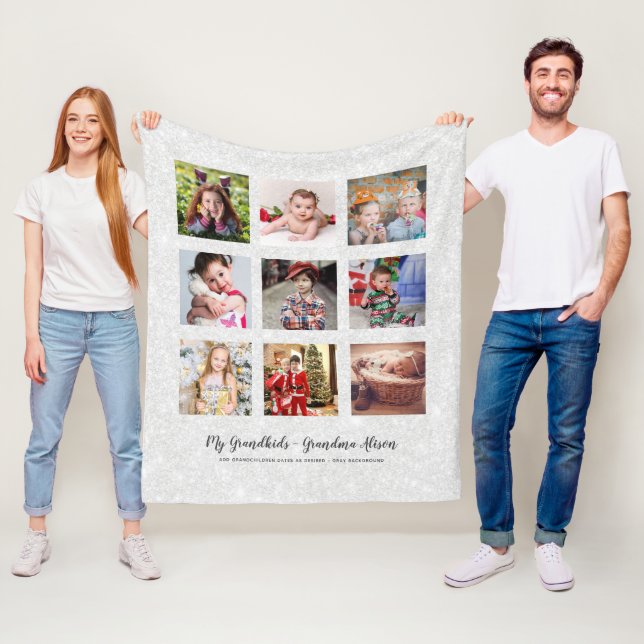 GRANDELEMENT FOTO GIFTS - Silbergrauer Glitzer Fleecedecke (Beispiel)