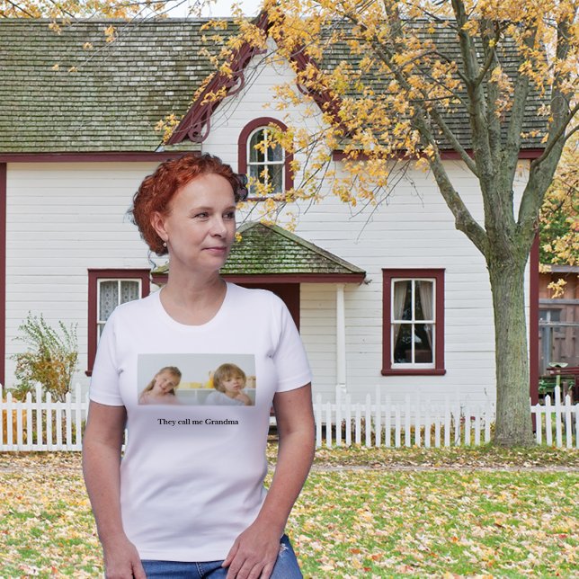 Grandeltern Day Oma Customize Foto T-Shirt (Von Creator hochgeladen)