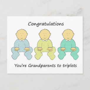 Grandeltern zu Triplets gratulieren Postkarte
