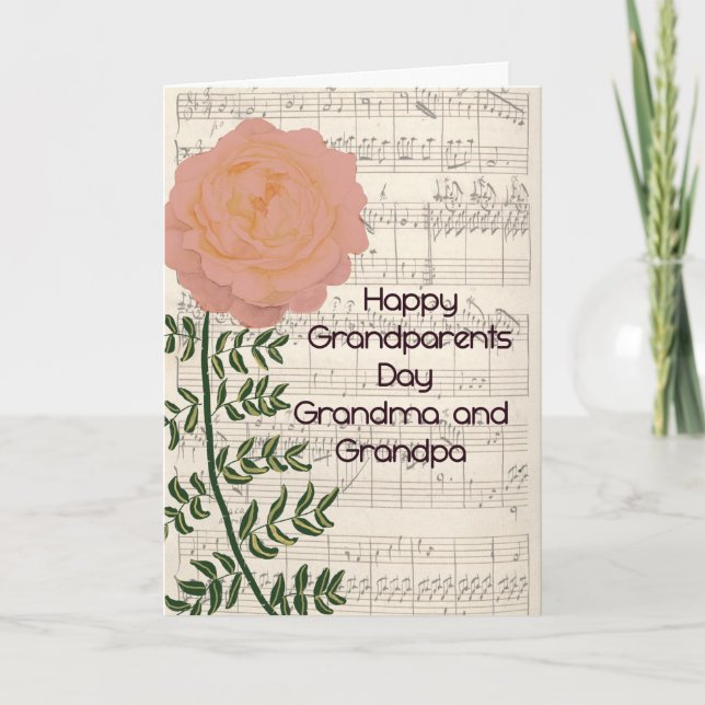 Grandelterntagkarte mit Rose- und Musikblatt Karte (Vorderseite)