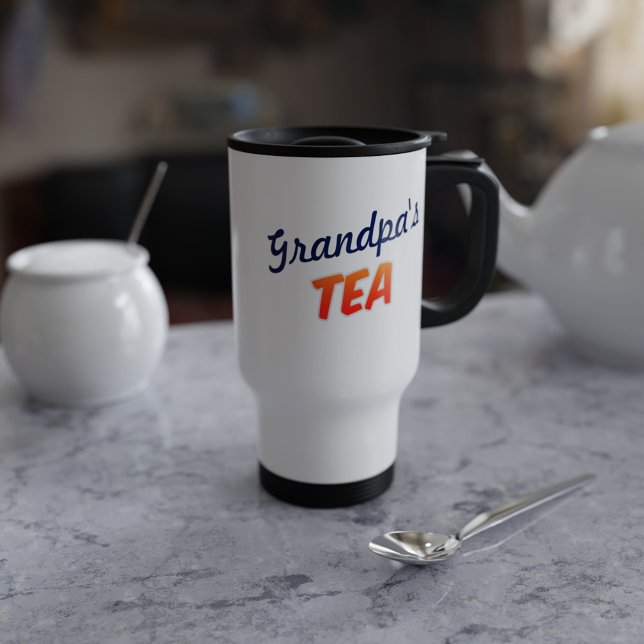 Grandfather Grandpa Tea Two Sugars Personalized Reisebecher (Travel Mug for your Grandpa if he takes 2 sugars in his tea)