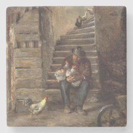 Grandfather Looking After His Grandson Steinuntersetzer