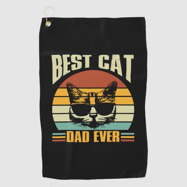 Grandfather Quotes | Best Cat Dad Ever Golfhandtuch (Vorderseite)