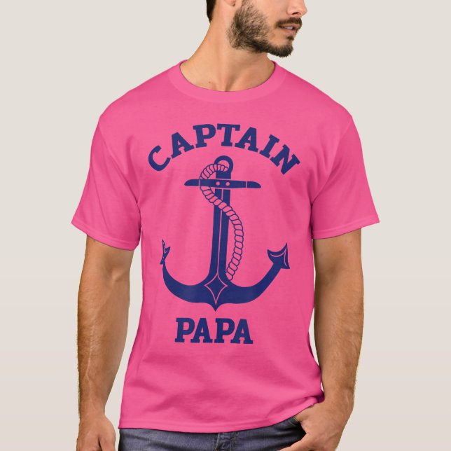 Grandfather'S Day Nautical Anchor Captain Papa T-Shirt (Vorderseite)