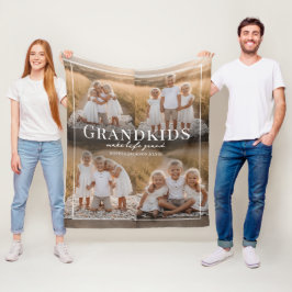 Grandkids Make Life Grand Grandparent Gift Photo Fleecedecke
