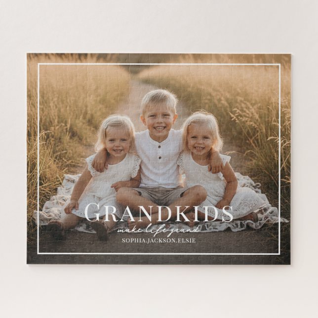 Grandkids Make Life Grand Grandparent Gift Photo Puzzle (Horizontal)