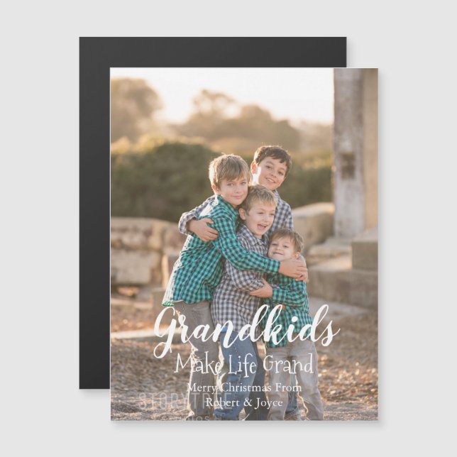 Grandkids Make Life Grand Holiday Magnet Card (Vorne/Hinten)