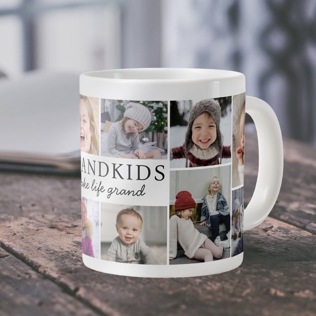 Grandkids Make Life Grand Photo Collage Keepsake Jumbo-Tasse (Von Creator hochgeladen)