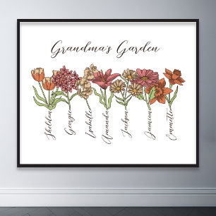 Grandkids Name Floral Poster