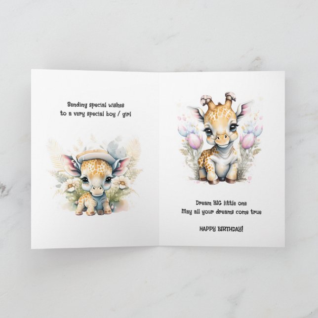 Grandkind Geburtstagsnachricht giraffe Safari Dsch Karte (Innenseite)