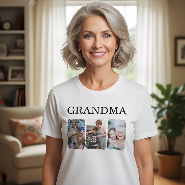 Grandma 3 Photos Collage Tee, Personalized Family T-Shirt (Von Creator hochgeladen)