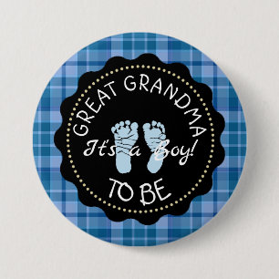 GRANDMA als Blue Kariert Baby Showknopf Button