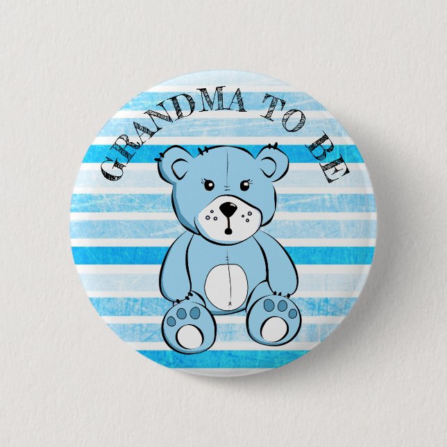 GRANDMA als Blue Teddy Bear Baby Shooting Button (Vorderseite)