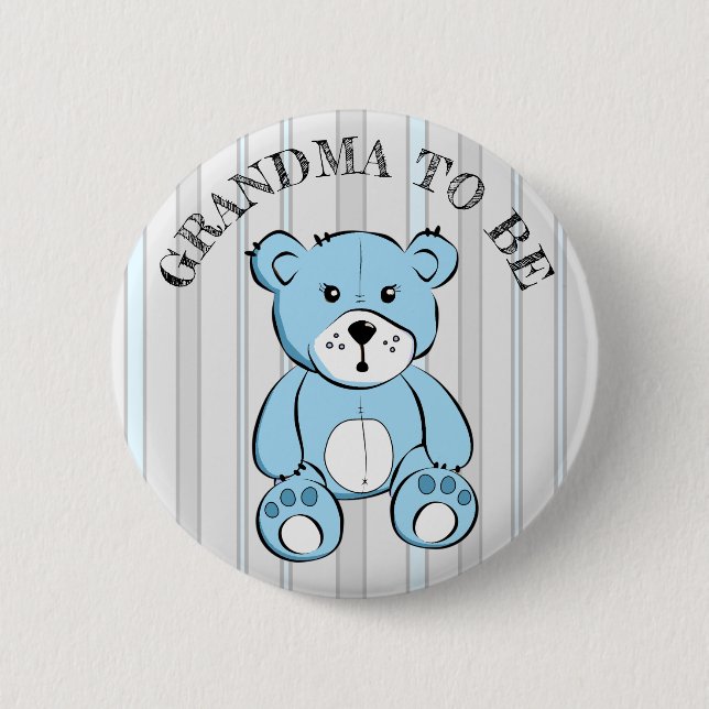 GRANDMA als Blue Teddy Bear Baby Shooting Button (Vorderseite)