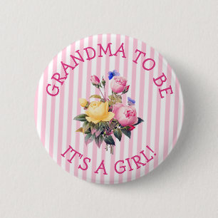 GRANDMA als rosa Blume Kinderduschtaste Button