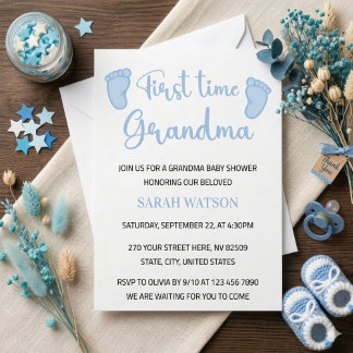 Grandma Baby Boy Feet Dusche zum ersten Mal Einladung