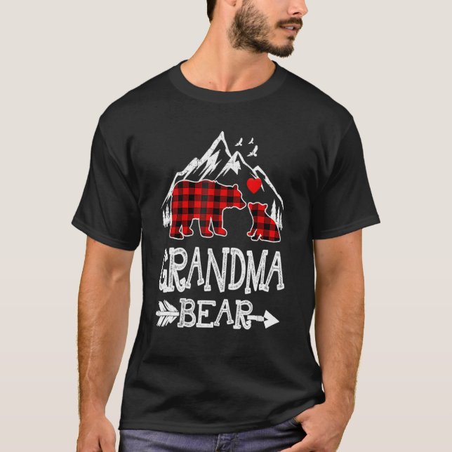 Grandma Bear Christmas Pajama Red Plaid Buffalo Fa T-Shirt (Vorderseite)