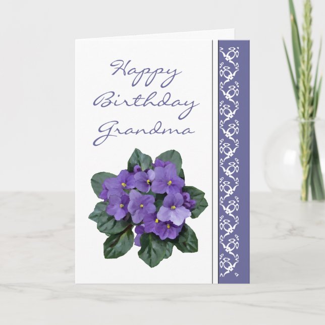 Grandma Birthday Poem African Violet Purple Flower Karte (Vorderseite)