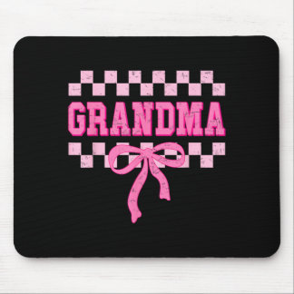 Grandma Birthday Squad Matching Pink Bow Checkered Mousepad