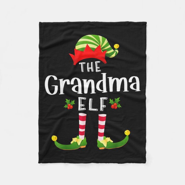 Grandma Christmas Elf Matching Pajama X-mas Party  Fleecedecke (Vorderseite)