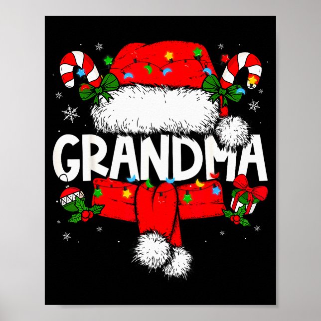 Grandma Christmas Pajama Santa Claus Family Matchi Poster (Vorne)