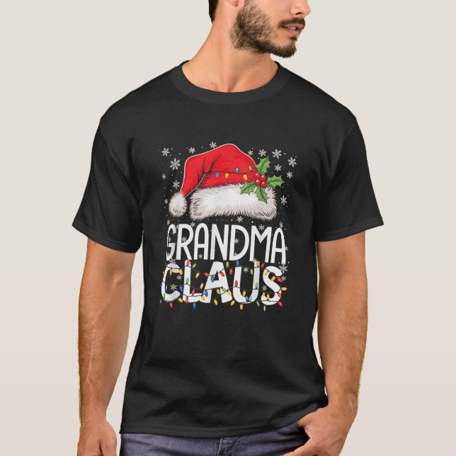 Grandma Claus Christmas Lights Holiday  T-Shirt (Vorderseite)