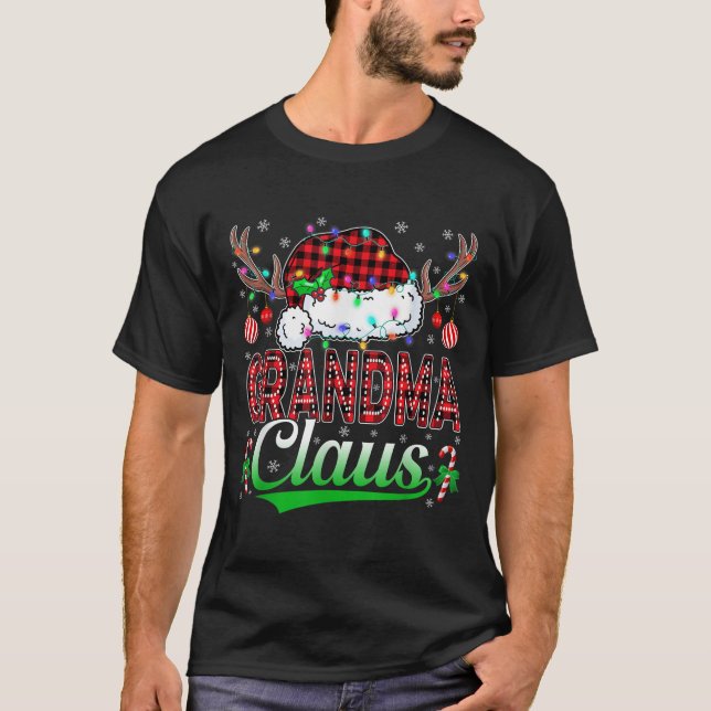 Grandma Claus Christmas Lights Matching Family Xma T-Shirt (Vorderseite)