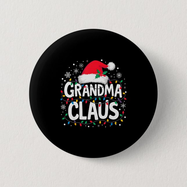 Grandma Claus Christmas Lights Santa Family Matchi Button (Vorderseite)