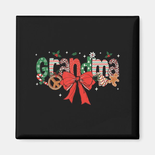 Grandma Coquette Bow Christmas Merry Xmas Family M Magnet (Vorne)