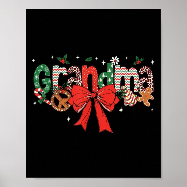 Grandma Coquette Bow Christmas Merry Xmas Family M Poster (Vorne)