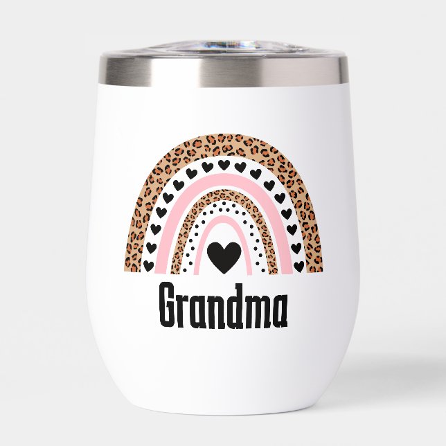 Grandma cute rainbow black &white Water Bottle (Vorderseite)